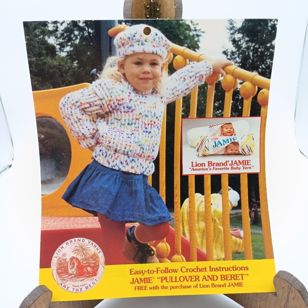 Vintage Lion Brand Crochet Pattern and Instructions, Jamie Baby Yarn Pullover
